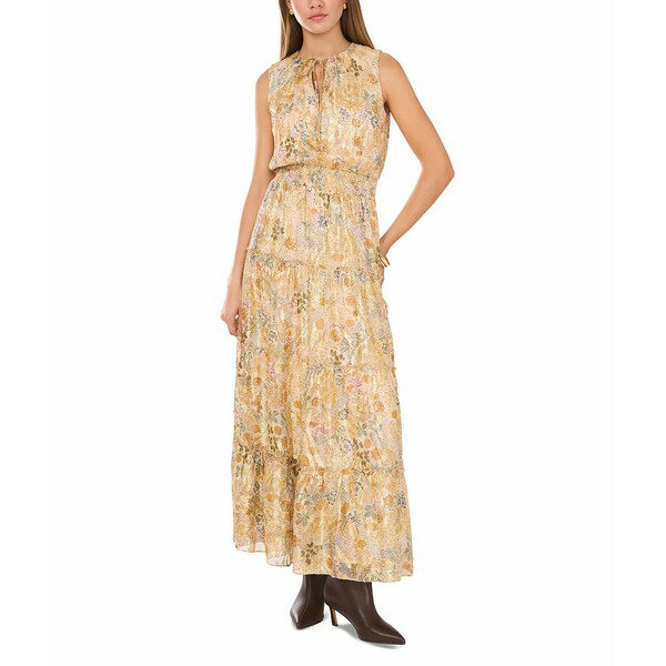 ワンステイト レディース ワンピース トップス Women's Tiered Metallic Floral-Print Maxi Dress Cathay Spice