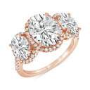 バッジェリーミシュカ レディース リング アクセサリー IGI Certified Lab Grown Diamond Three Stone Oval Hal...
