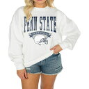 ゲームデイ レディース カットソー トップス Women's White Penn State Nittany Lions Good Vibes Premium Fleece Drop Shoulder Pullover Sweatshirt White(4)