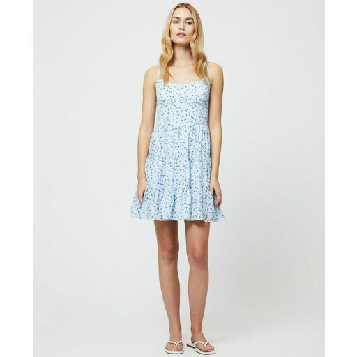 フレンチコネクション レディース ワンピース トップス Women's Kiva Floral Crepe Tiered Mini Dress Icy Blue Multi フレンチコネクション レディース ワンピース トップス Women's Kiva Floral Crepe Tiered Mini Dress Icy Blue Multi