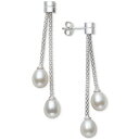 ベル ドゥ メール レディース ピアス&イヤリング アクセサリー Cultured Freshwater Pearl (7-8mm) Chain Drop Earrings in Sterling Silver White(4)
