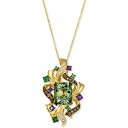 ルヴァン レディース ネックレス・チョーカー・ペンダントトップ アクセサリー Crazy Collection Multi-Gemstone (5-1/5 ct. t.w.) & Diamond (1/2 ct. t.w.) Cluster Pendant Necklace in 14k Gold, 18