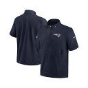 ナイキ メンズ パーカー・スウェットシャツ アウター Men's Navy New England Patriots Sideline Coach Short Sleeve Hoodie Quarter-Zip Jacket Navy