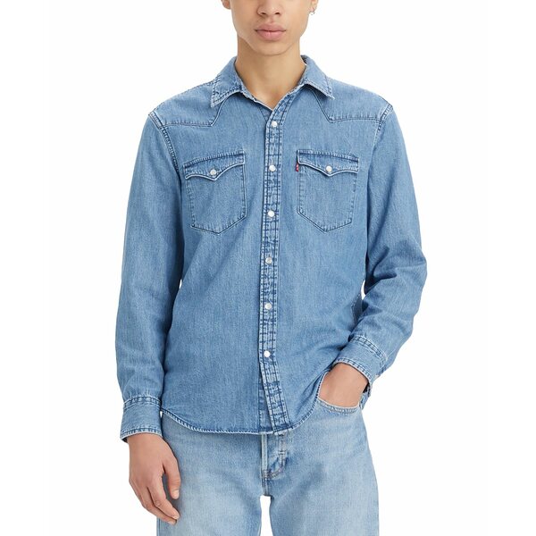 リーバイス メンズ シャツ トップス Men's Classic Standard Fit Western Shirt Lyon Medium Wash