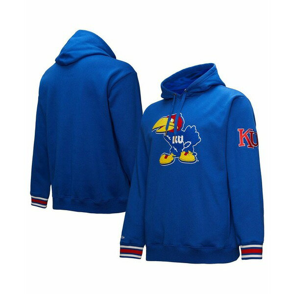 ミッチェル&ネス メンズ パーカー・スウェットシャツ アウター Men's Royal Kansas Jayhawks Chain stich Fleece Pullover Hoodie Royal