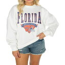 ゲームデイ レディース カットソー トップス Women's White Florida Gators Good Vibes Premium Fleece Drop Shoulder Pullover Sweatshirt White