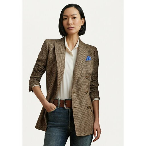 ラルフローレン レディース ジャケット&ブルゾン アウター HOUNDSTOOTH DOUBLE BREASTED TWILL BLAZER - Blazer - brown ラルフローレン レディース ジャケット&ブルゾン アウター HOUNDSTOOTH DOUBLE BREASTED TWILL BLAZER - Blazer - brown