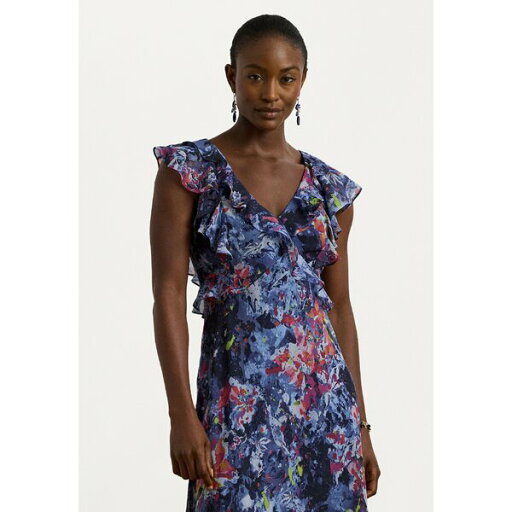 ラルフローレン レディース ワンピース トップス Print Ruffle Trim Georgette Midi Dress - Day dress - blue ラルフローレン レディース ワンピース トップス Print Ruffle Trim Georgette Midi Dress - Day dress - blue