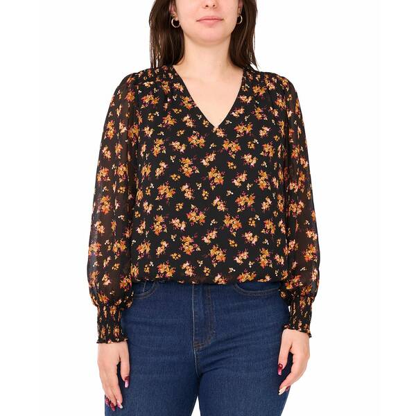 サム アンド ジェス レディース カットソー トップス Women's V-Neck Blouson Top Cathay Spice