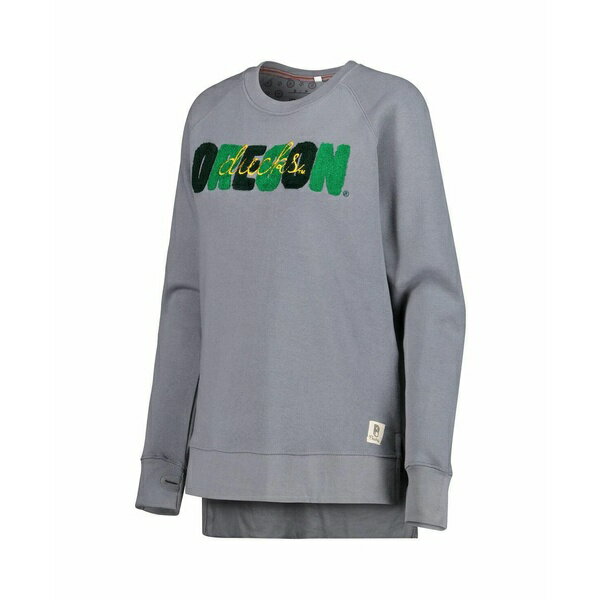 プレスボックス レディース パーカー・スウェットシャツ アウター Women's Gray Oregon Ducks Pinehurst Chenille Raglan Pullover Sweatshirt Gray