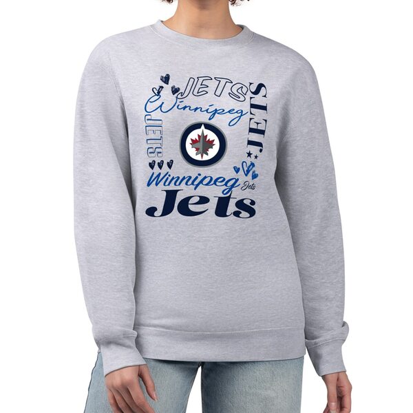 カールバンクス レディース パーカー・スウェットシャツ アウター Winnipeg Jets GIII 4Her by Carl Banks Women's Collage Graphic Fleece Long Sleeve Pullover Sweatshirt Heather Gray