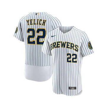 ナイキ メンズ パーカー・スウェットシャツ アウター Men's Christian Yelich White Milwaukee Brewers Team Alternate Authentic Player Jersey White