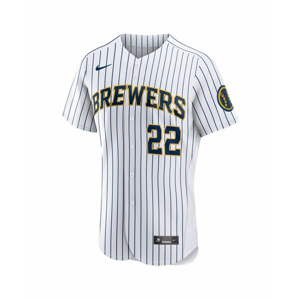 ナイキ メンズ パーカー・スウェットシャツ アウター Men's Christian Yelich White Milwaukee Brewers Team Alternate Authentic Player Jersey White