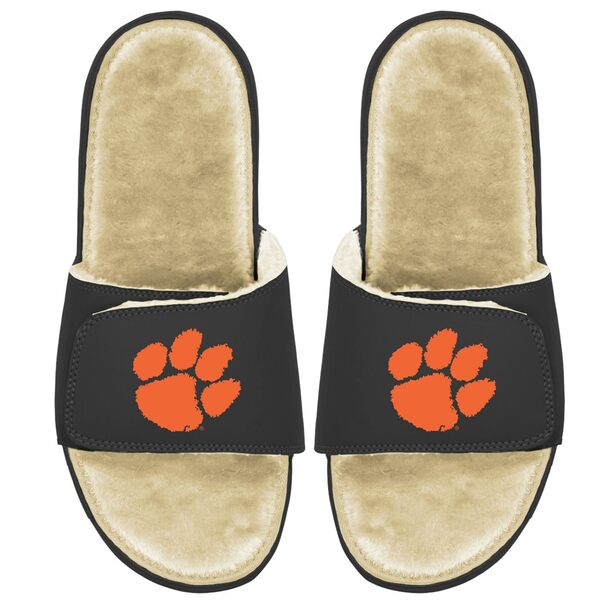 アイスライド メンズ サンダル シューズ Clemson Tigers ISlide Faux Fur Slide Sandals Black/Tan