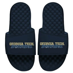 アイスライド メンズ サンダル シューズ Georgia Tech Yellow Jackets ISlide Basketball Stacked Slide Sandals Navy