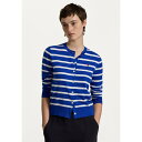 ラルフローレン レディース ニット&セーター アウター STRIPED COTTON BLEND CARDIGAN - Cardigan - blue satu...