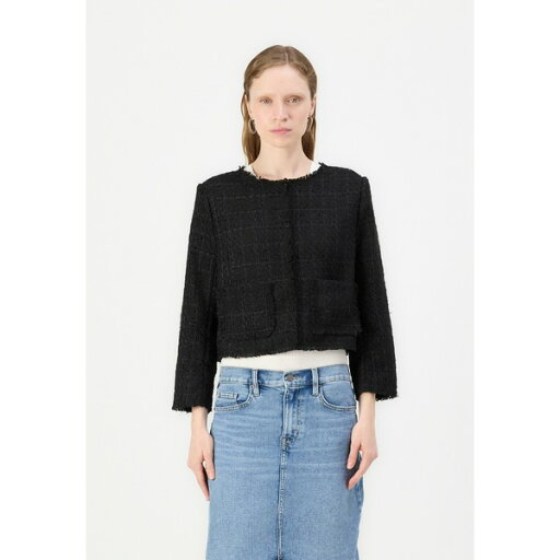 ダナ キャラン ニューヨーク レディース ジャケット&ブルゾン アウター FRAYED FRONT POCKETS - Summer jacket - black ダナ キャラン ニューヨーク レディース ジャケット&ブルゾン アウター FRAYED FRONT POCKETS - Summer jacket - black