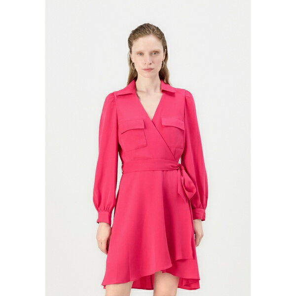 ダナ キャラン ニューヨーク レディース ワンピース トップス BALLOON SLEEVE DRESS WITH COLLAR AND UTILITY POCKETS - Day dress - pink peacock