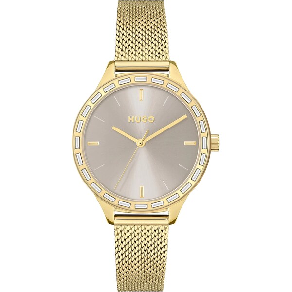 フューゴ レディース 腕時計 アクセサリー Ladies HUGO #FLASH Light Gold Mesh Strap Watch