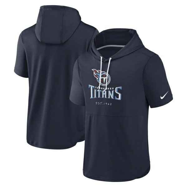 ナイキ メンズ パーカー スウェットシャツ アウター Tennessee Titans Nike Short Sleeve Pullover Hoodie Navy