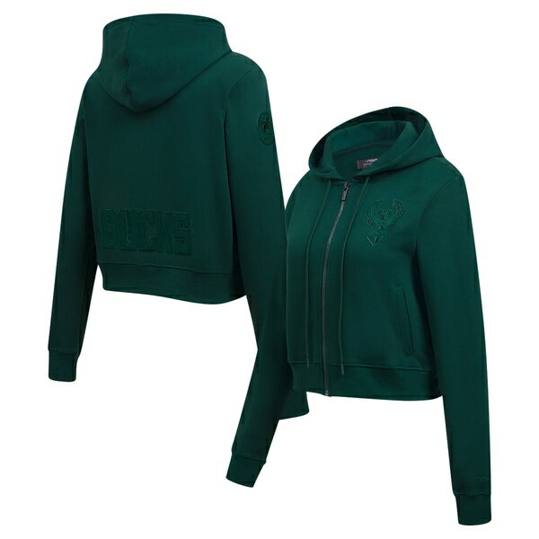 プロスタンダード レディース パーカー・スウェットシャツ アウター Milwaukee Bucks Pro Standard Women's Triple Tonal FullZip Hoodie Hunter Green