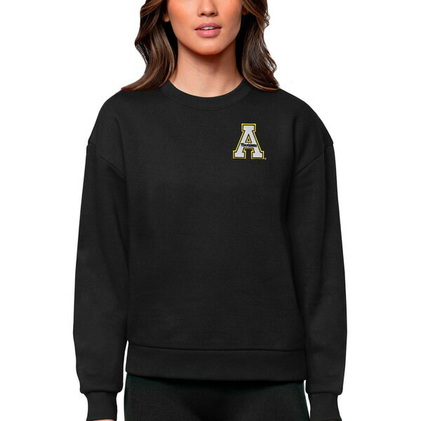 アンティグア レディース パーカー・スウェットシャツ アウター Appalachian State Mountaineers Antigua Women's Logo Victory Crewneck Pullover Sweatshirt Black