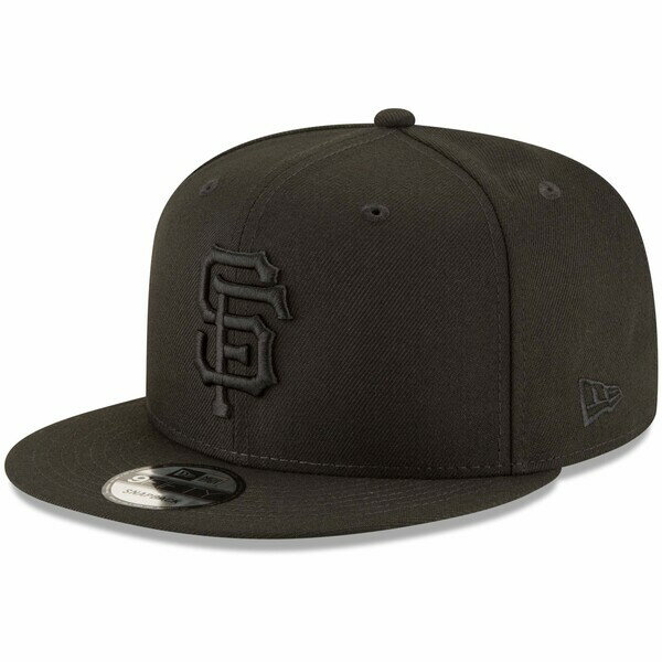 j[G Y Xq ANZT[ San Francisco Giants New Era Black on Black 9FIFTY Team Snapback Adjustable Hat Black