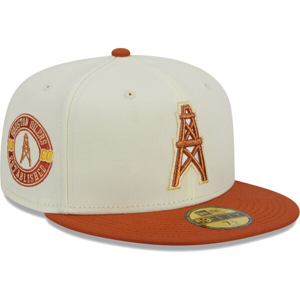 ニューエラ メンズ 帽子 アクセサリー Houston Oilers New Era Gridiron Classics City Icon 59FIFTY Fitted Hat Cream/Orange