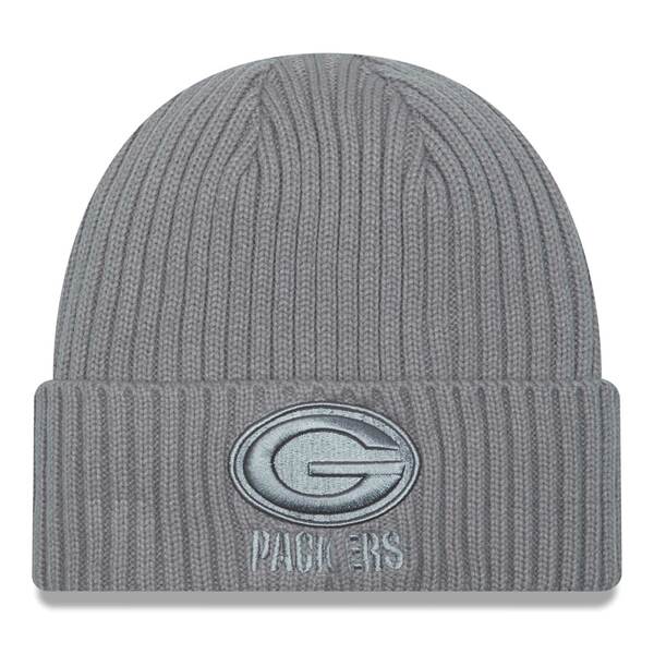 j[G Y Xq ANZT[ Green Bay Packers New Era Color Pack Cuffed Knit Hat Gray