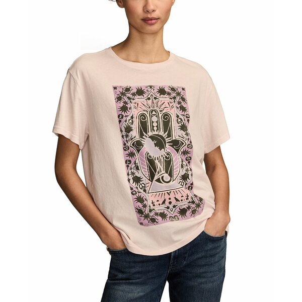 ラッキーブランド レディース カットソー トップス Women's Celestial Hamsa Poster Short Sleeve T-Sh..