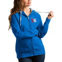 アンティグア レディース パーカー・スウェットシャツ アウター Philadelphia 76ers Antigua Women's Victory FullZip Hoodie Blue