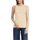 ランズエンド レディース カットソー トップス Women's Drapey Rib Fitted Tank Top Ivory/sweet mango stripe