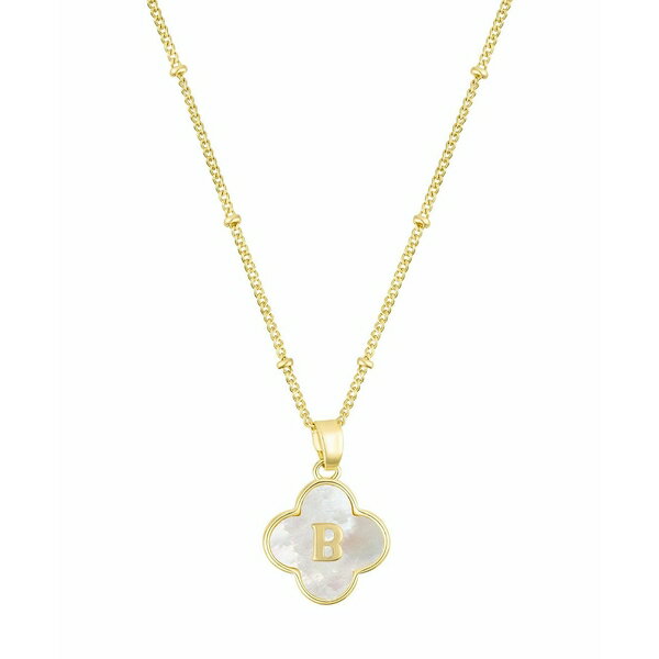 アドニア レディース ネックレス・チョーカー・ペンダントトップ アクセサリー Gold Mother of Pearl Initial Clover Necklace White - B