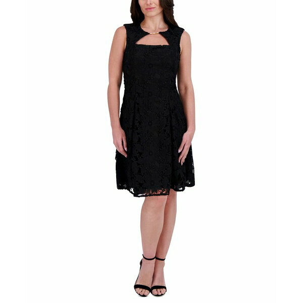 ケンジー レディース ワンピース トップス Women's Guipure Lace Cutout Dress Black