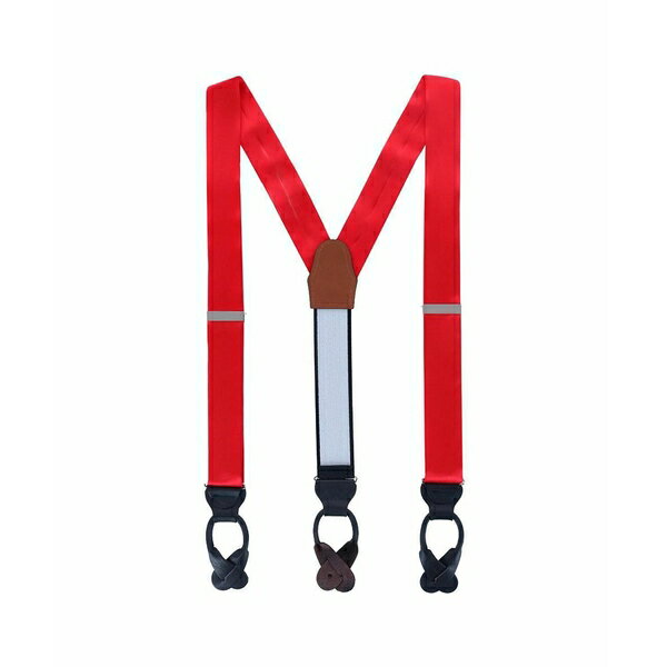 トラファルガー メンズ ベルト アクセサリー Men's Dutton Solid Color Silk Button End Suspenders Red