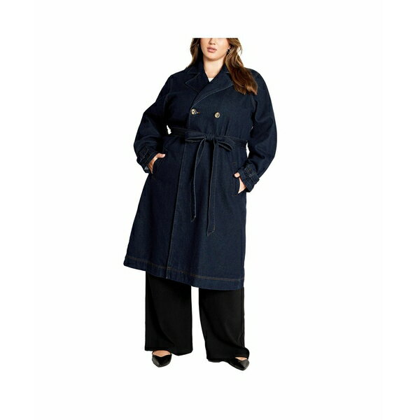シティーシック レディース ワンピース トップス Plus Size Laylo Trench Coat Denim dark