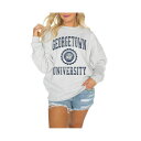 ゲームデイ レディース カットソー トップス Women's Steel Georgetown Hoyas Good Vibes Premium Fleece Drop Shoulder Pullover Sweatshirt Steel