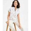 スタイルアンドコー レディース カットソー トップス Plus Size Printed Camp Shirt, Exclusively at Macy's Floral Bright