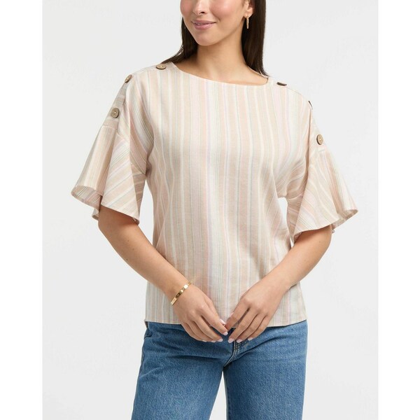 エレントレイシー レディース カットソー トップス Women's Dolman Sleeve Top Pink multistripe