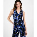 アンクライン レディース カットソー トップス Petite Printed Sleeveless Wrap Top Santorini Blue Multi(4)