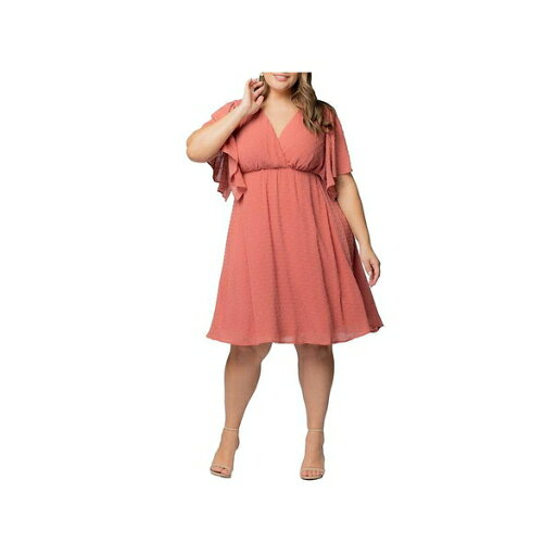 キヨナ レディース ワンピース トップス Plus Size Florence Flutter Sleeve Dress Peachy keen キヨナ レディース ワンピース トップス Plus Size Florence Flutter Sleeve Dress Peachy keen
