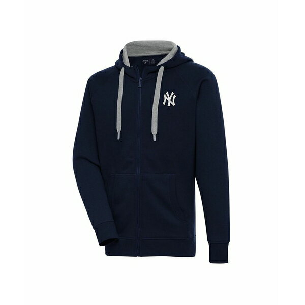 アンティグア メンズ ジャケット&ブルゾン アウター Men's Navy New York Yankees Metallic Victory Full-Zip Hoodie Jacket Navy