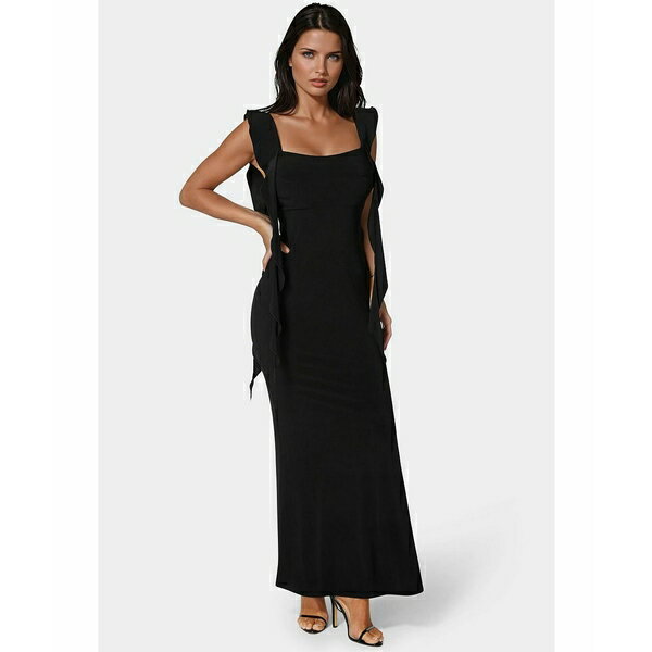 ベベ レディース ワンピース トップス Women's Jersey Cascade Ruffle Dress Black