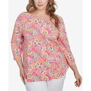 ルビーロード レディース カットソー トップス Plus Size Floral Knit Top Azalea Multi(4)