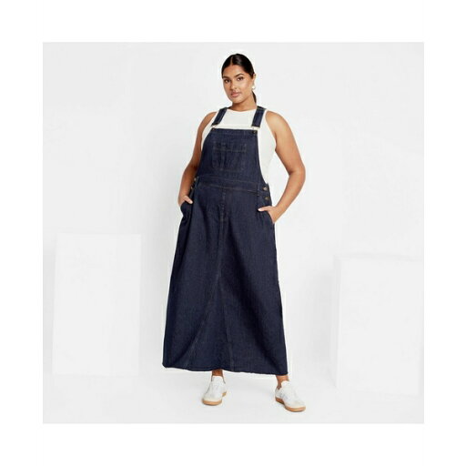 シティーシック レディース ワンピース トップス Plus Size Pinafore Maxi Dress Denim mid シティーシック レディース ワンピース トップス Plus Size Pinafore Maxi Dress Denim mid