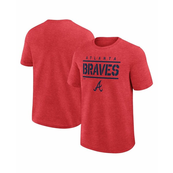ファナティクス メンズ シャツ トップス Men's Heather Red Atlanta Braves Top Notch T-Shirt Heather..