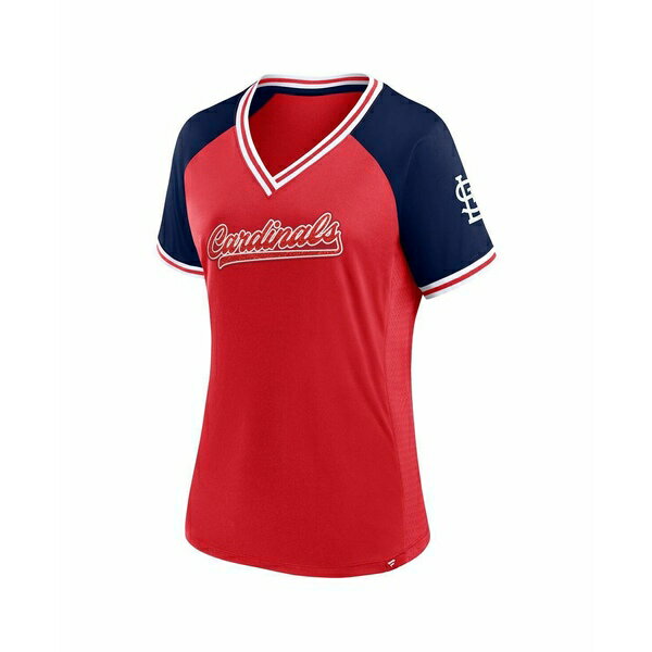 t@ieBNX fB[X TVc gbvX Women's Red St. Louis Cardinals Glitz and Glam League Diva Raglan V-Neck T-shirt Red