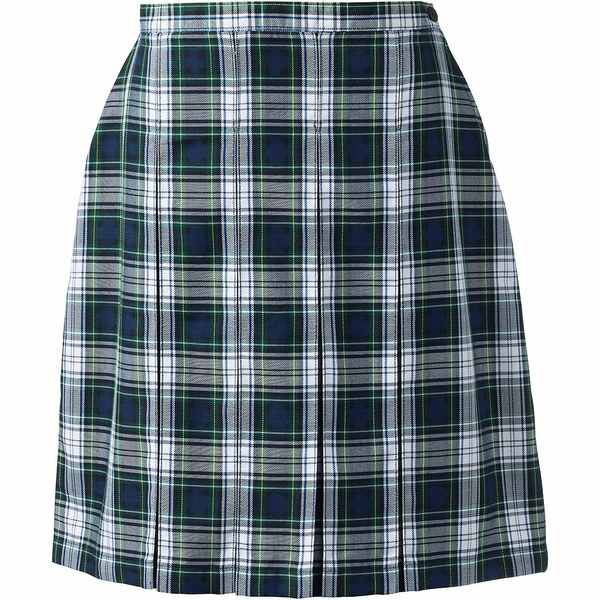 ランズエンド レディース スカート ボトムス Women's School Uniform Plaid Box Pleat Skirt Top of the Knee White plaid