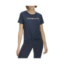 トミー ヒルフィガー レディース ワンピース トップス Women's Knot Front Logo T-Shirt Navy