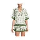 ランズエンド レディース カットソー トップス Women's Rayon Short Sleeve Camp Shirt Ivory/green island...